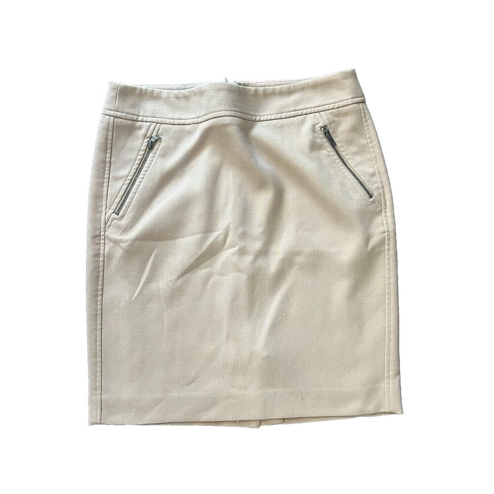 LOFT Ann Taylor Tan Short Skirt Zipped Pockets SZ 6P Petite